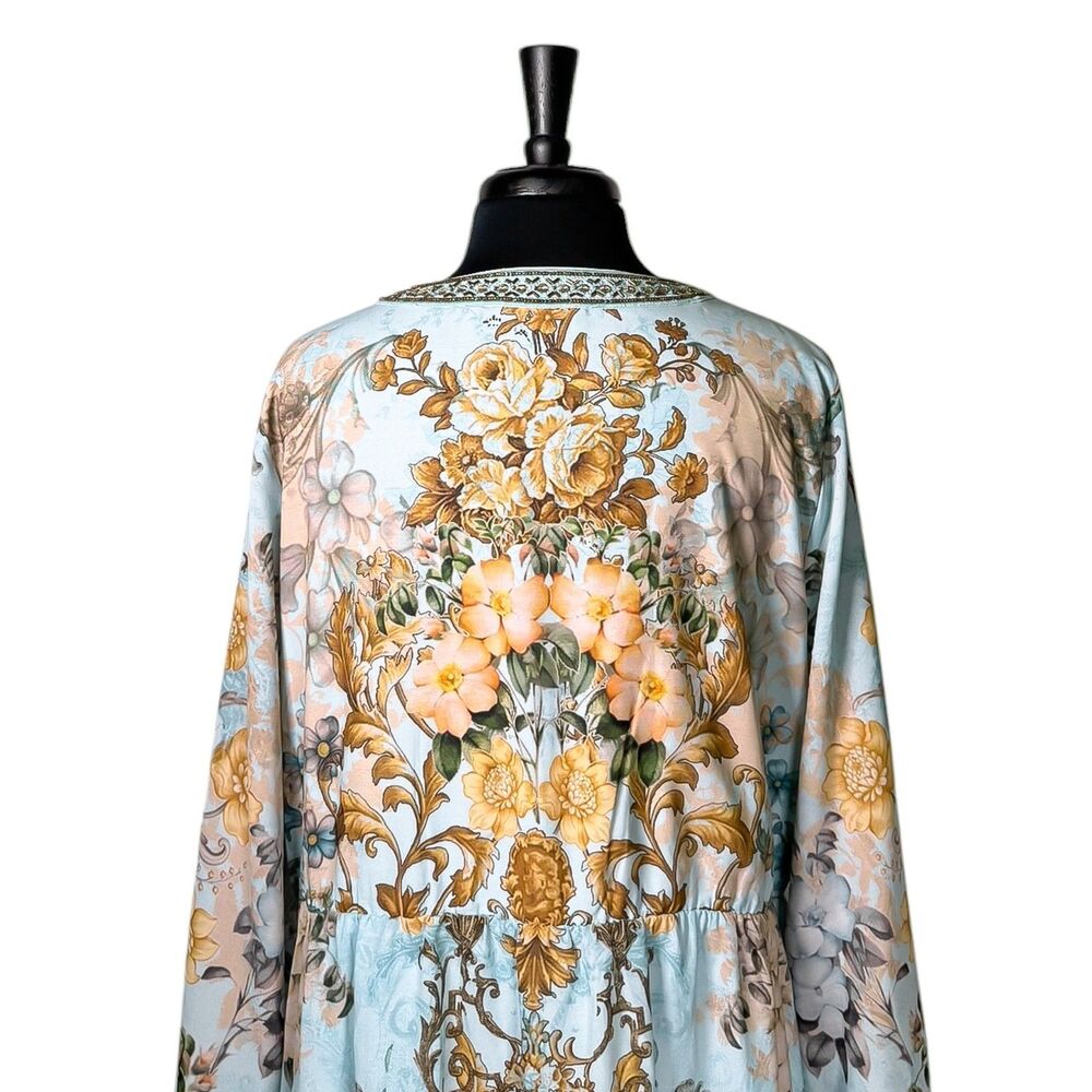 Soft Surroundings Womens XL Floral Baroque Maxi Boho Peasant Embroidered Tiered - Picture 7 of 10